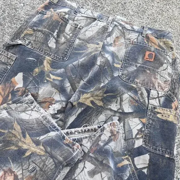 Carhartt B158 Camo Double Knee Work Pants 36x30 Baggy Carpenter Dungaree Loose